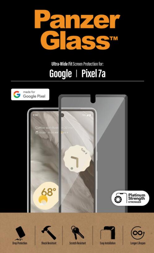 PanzerGlass™ Displayschutzfolie für das Google Pixel 7a (Ultra-Wide-Fit) PanzerGlass™ Displayschutzfolie für das Google Pixel 7a (Ultra-Wide-Fit)